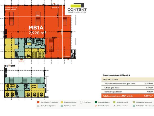 Pronájem výrobních prostor, Mladá Boleslav - Bezděčín, 2249 m2