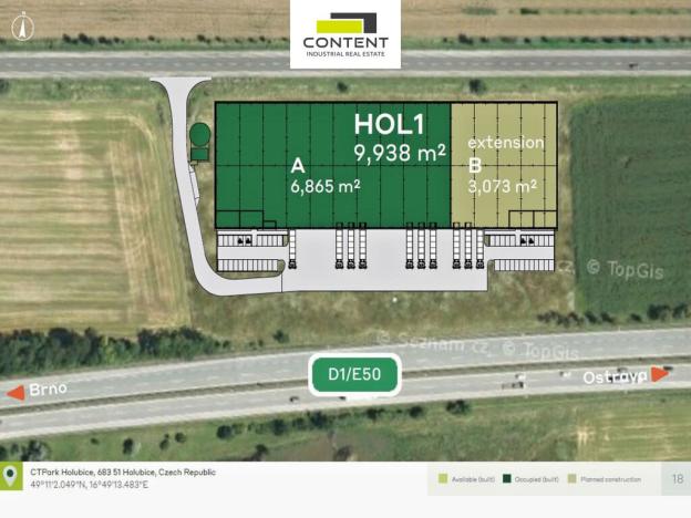 Pronájem skladu, Holubice, 3078 m2