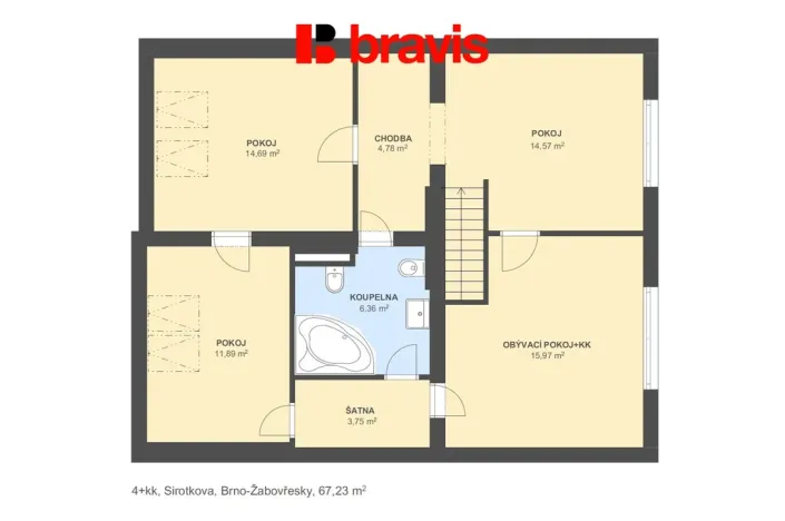 Pronájem bytu 3+1, Brno - Žabovřesky, Sirotkova, 72 m2