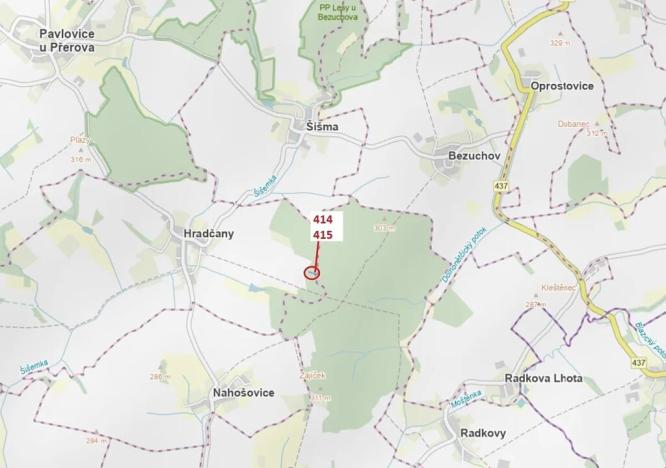 Dražba lesa, Hradčany-Kobeřice, 975 m2