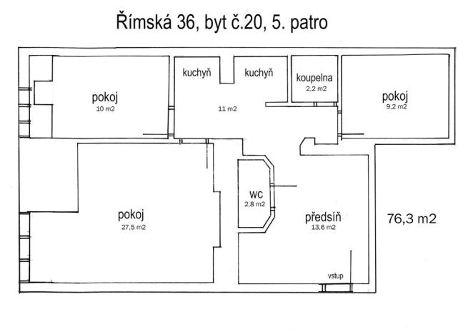 Pronájem bytu 3+kk, Praha - Vinohrady, Římská, 74 m2
