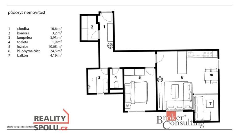 Prodej bytu 2+kk, Hradec Králové - Třebeš, Pod Svahem, 56 m2