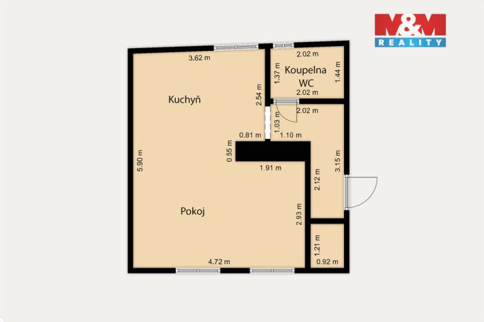 Pronájem bytu 1+kk, Aš, Kamenná, 40 m2