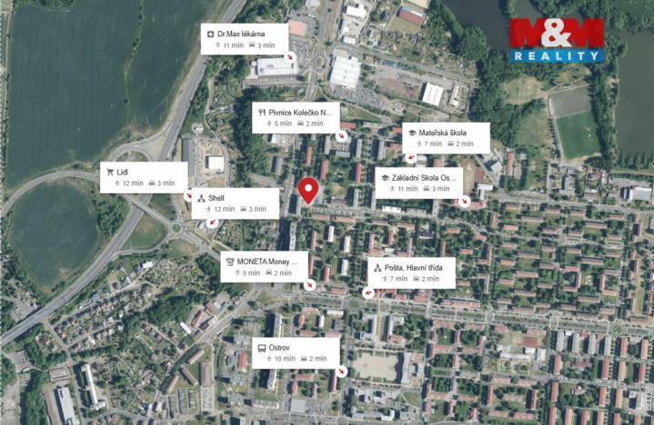 Pronájem bytu 1+kk, Ostrov, Kollárova, 21 m2