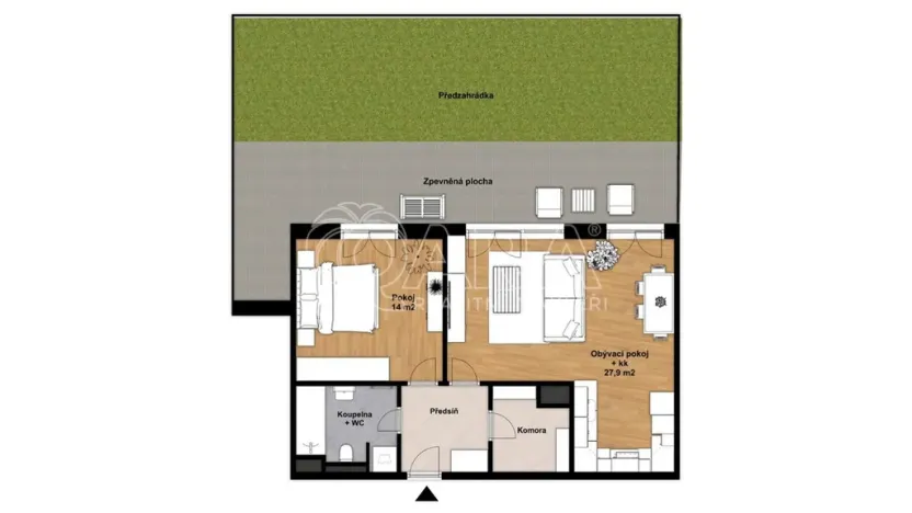 Pronájem bytu 2+kk, Praha - Pitkovice, Penízovková, 59 m2