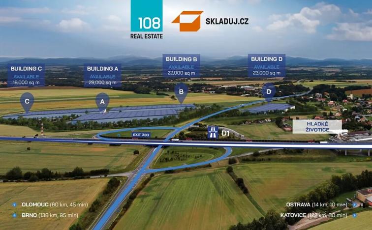 Pronájem skladu, Hladké Životice, Kujavská, 10000 m2