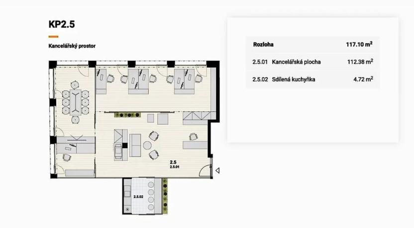 Pronájem kanceláře, Praha, 117 m2