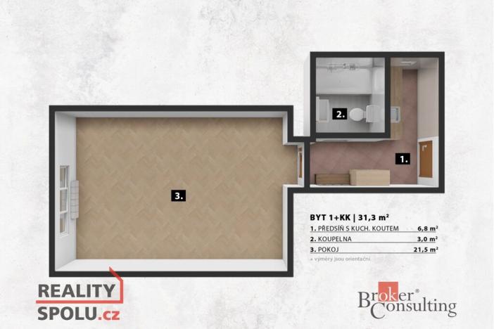 Prodej bytu 1+kk, Praha - Strašnice, Za poštou, 31 m2