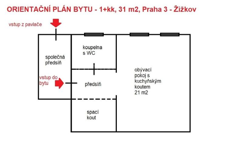 Pronájem bytu 1+kk, Praha - Žižkov, Roháčova, 31 m2