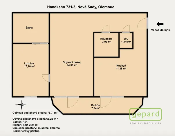 Prodej bytu 2+1, Olomouc, Handkeho, 66 m2