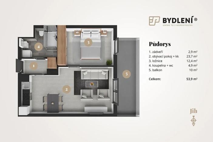 Pronájem bytu 2+kk, Teplice, Novoveská, 47 m2