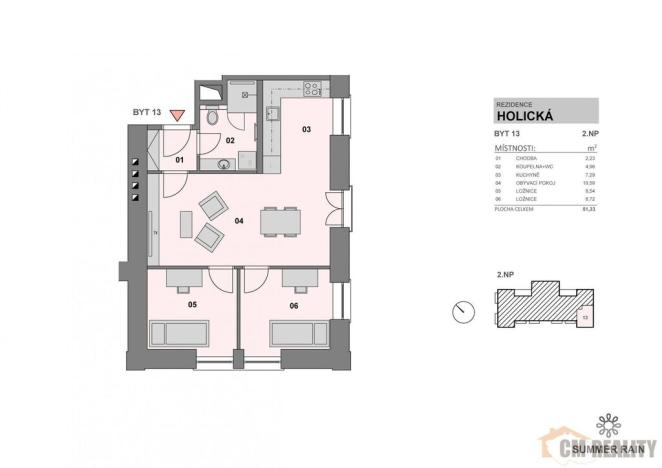Pronájem bytu 3+kk, Olomouc - Hodolany, Holická, 52 m2