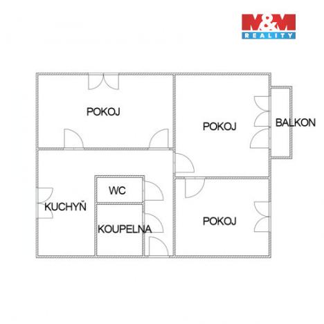 Pronájem bytu 2+1, Ostrava - Zábřeh, Svornosti, 58 m2