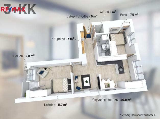 Prodej bytu 3+kk, Pardubice - Polabiny, Družstevní, 51 m2