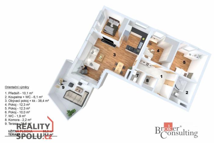 Pronájem bytu 4+kk, Praha - Zličín, Sazovická, 93 m2