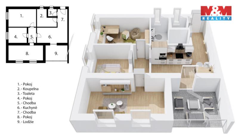 Prodej bytu 3+1, Praha - Troja, Písečná, 58 m2