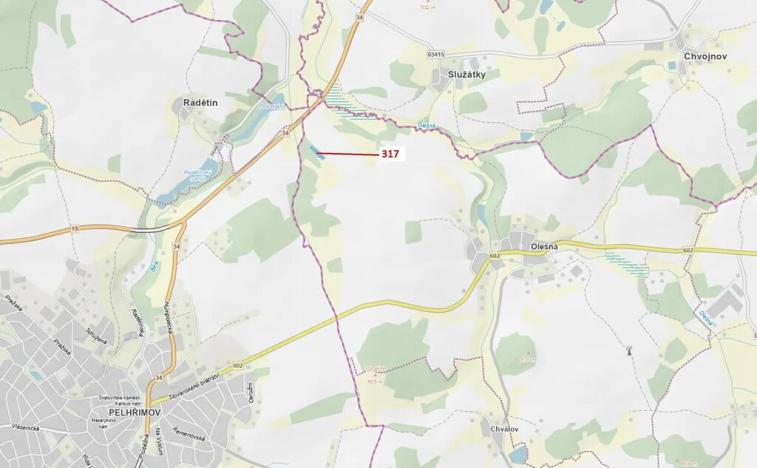 Dražba lesa, Olešná, 2967 m2