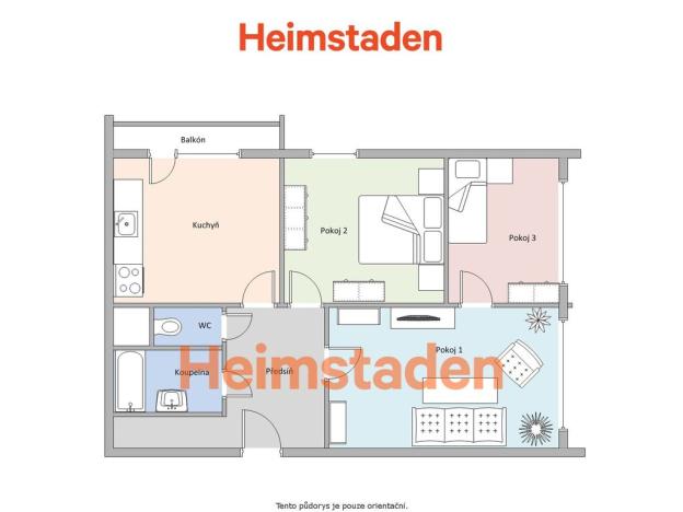 Pronájem bytu 3+1, Ostrava - Poruba, Francouzská, 66 m2