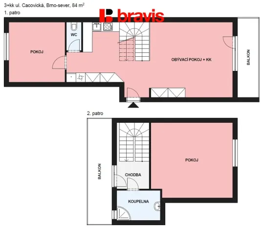 Pronájem bytu 3+kk, Brno - Husovice, Cacovická, 86 m2