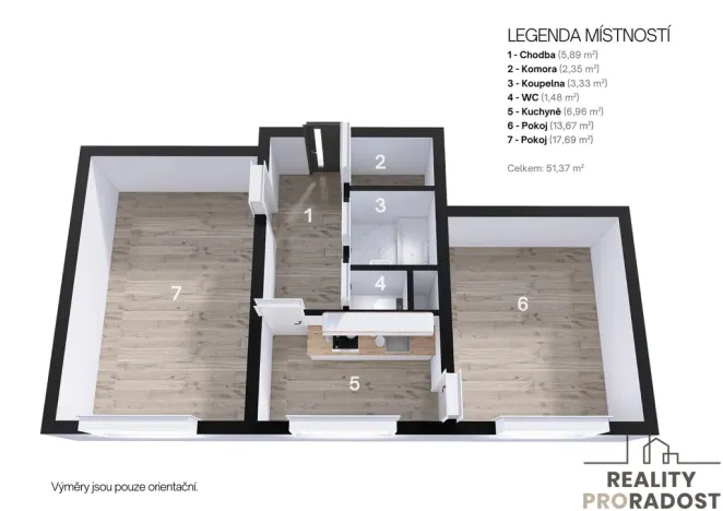 Prodej bytu 2+1, Rohatec, Vítězná, 52 m2
