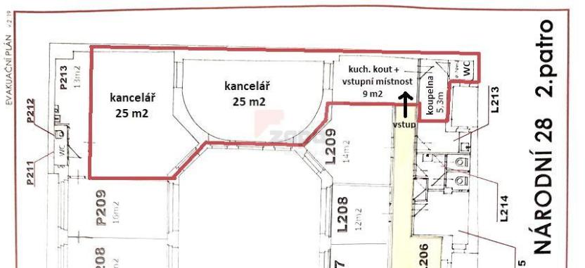 Pronájem kanceláře, Praha - Nové Město, Národní, 65 m2
