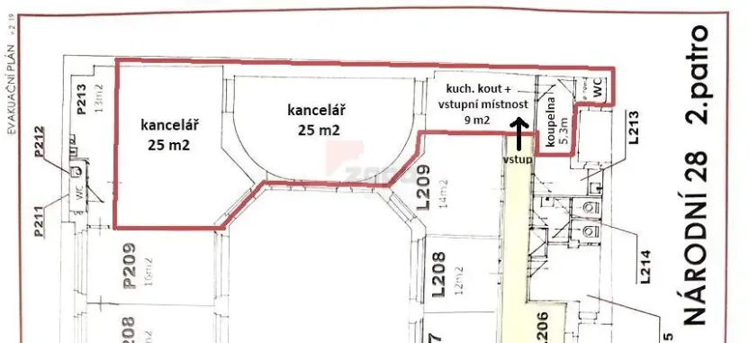 Pronájem kanceláře, Praha - Nové Město, Národní, 65 m2