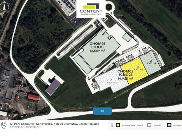 Pronájem výrobních prostor, Chomutov, Karlovarská, 5307 m2