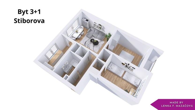 Pronájem bytu 3+1, Olomouc - Neředín, Stiborova, 70 m2