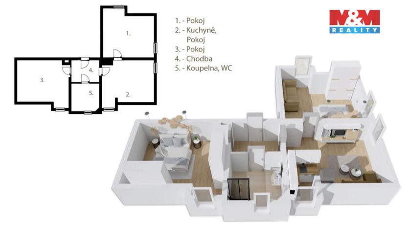Prodej bytu 2+1, Černý Důl - Čistá v Krkonoších, 52 m2