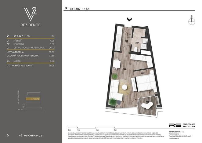 Prodej bytu 1+kk, Praha - Košíře, Hlaváčkova, 38 m2
