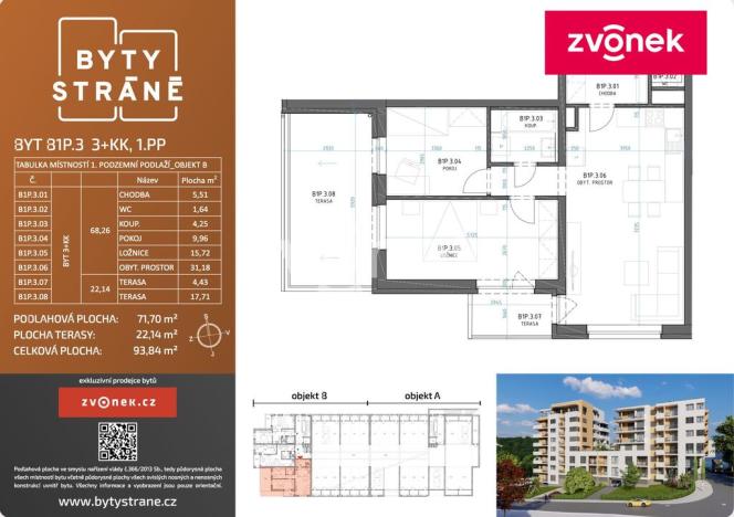 Pronájem bytu 3+kk, Zlín, Nad Stráněmi, 72 m2