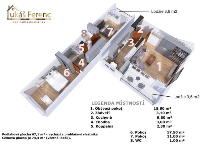 Prodej bytu 3+1, Kladno - Kročehlavy, Plzeňská, 74 m2