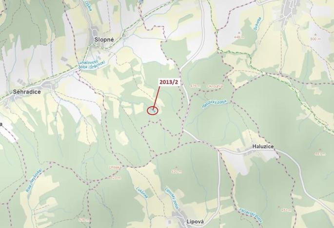 Dražba pozemku, Slopné, 1363 m2