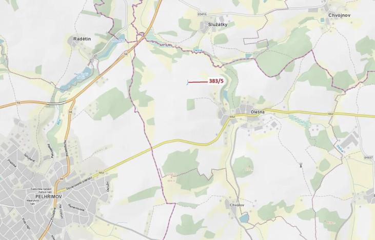 Dražba pozemku, Olešná, 386 m2