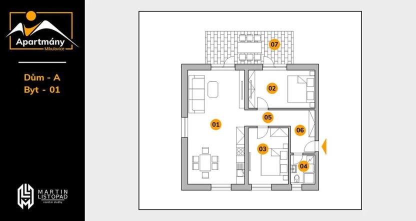 Prodej apartmánu, Mikulovice, 77 m2