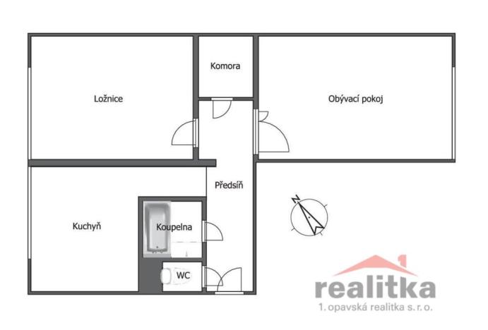 Prodej bytu 2+1, Opava - Kateřinky, Holasická, 59 m2