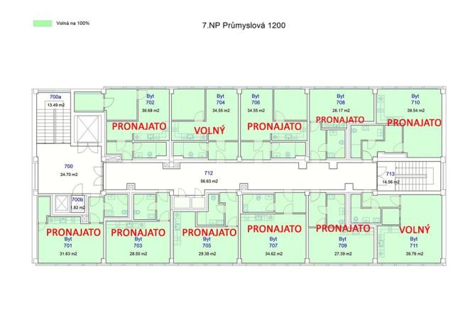 Pronájem bytu 1+kk, Hradec Králové, Průmyslová, 40 m2