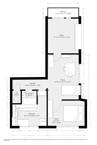 Pronájem bytu 3+1, Brno, Vysoká, 58 m2