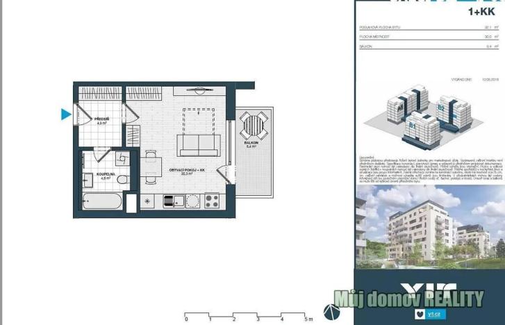 Pronájem bytu 1+kk, Praha - Hloubětín, Waltariho, 32 m2