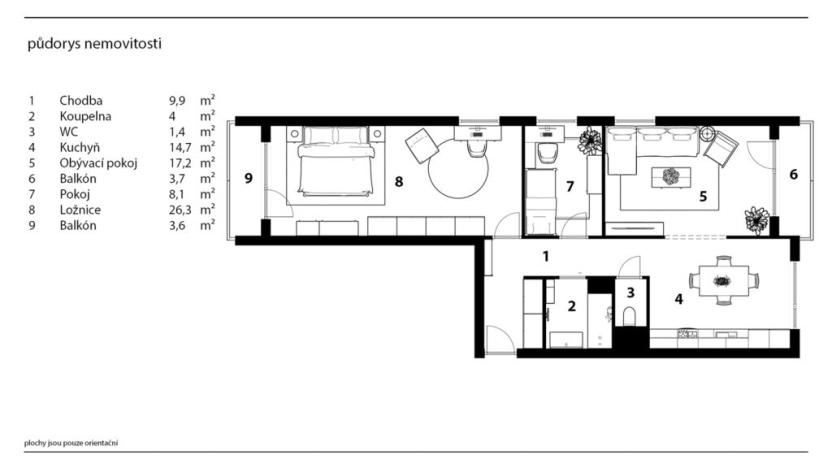 Prodej bytu 3+kk, Hradec Králové - Nový Hradec Králové, třída Edvarda Beneše, 90 m2