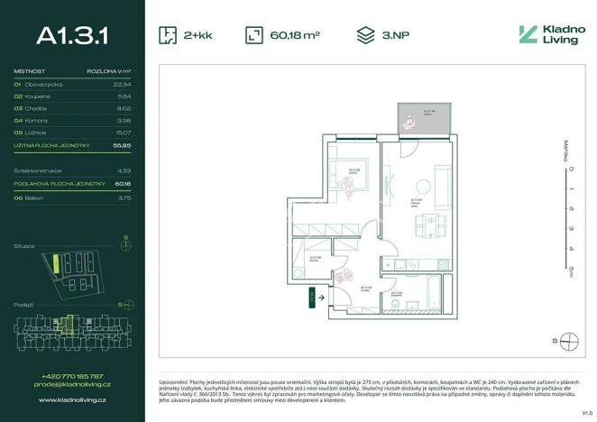 Prodej bytu 2+kk, Kladno, Pražská, 56 m2