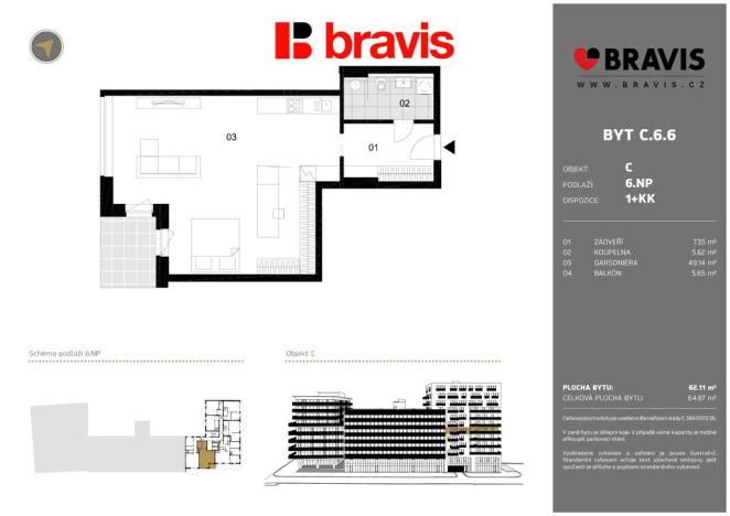 Pronájem bytu 2+kk, Brno - Staré Brno, Fuchsova, 64 m2