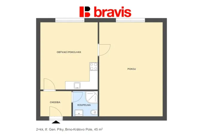 Prodej bytu 2+kk, Brno - Černá Pole, třída Generála Píky, 47 m2