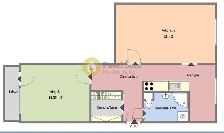 Pronájem bytu 2+1, Strakonice - Strakonice I, Zvolenská, 61 m2