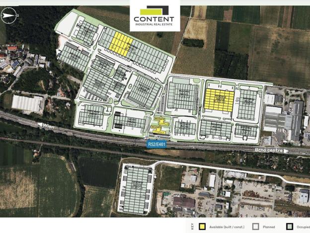 Pronájem výrobních prostor, Modřice, Evropská, 8135 m2