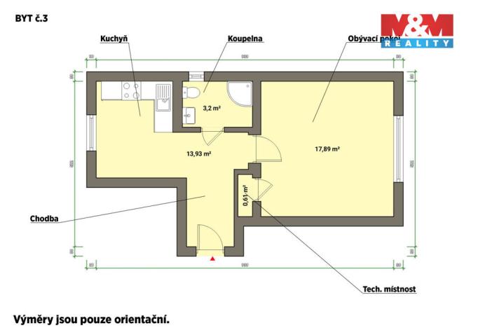Pronájem bytu 1+1, Cheb - Horní Dvory, 34 m2