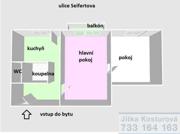 Prodej bytu 2+1, Krnov - Pod Bezručovým vrchem, Seifertova, 55 m2