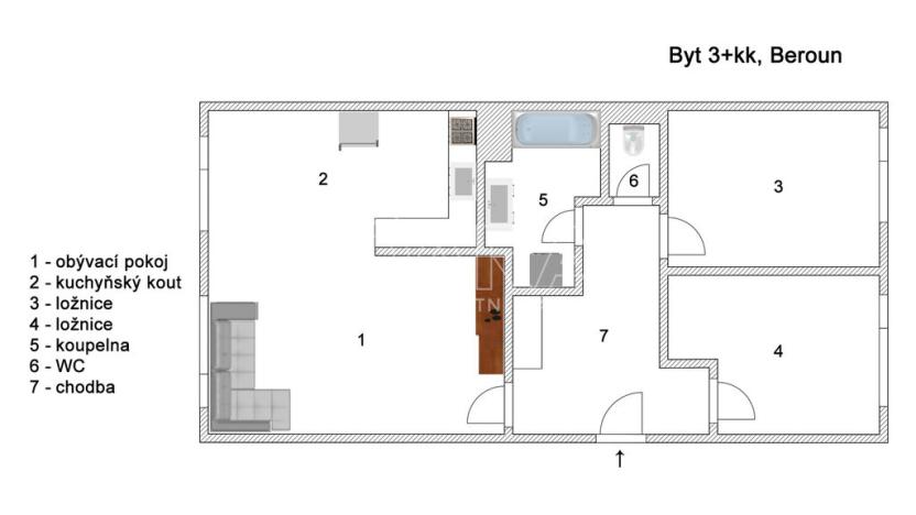 Pronájem bytu 3+kk, Beroun - Beroun-Město, Na Parkáně, 66 m2