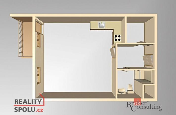 Pronájem bytu 1+kk, Praha - Libeň, Matějkova, 49 m2