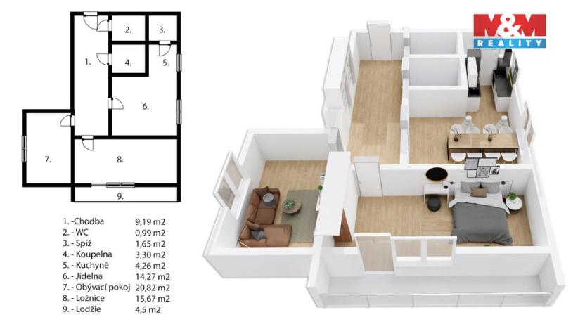 Prodej bytu 3+kk, Moravany, Severojižní, 75 m2